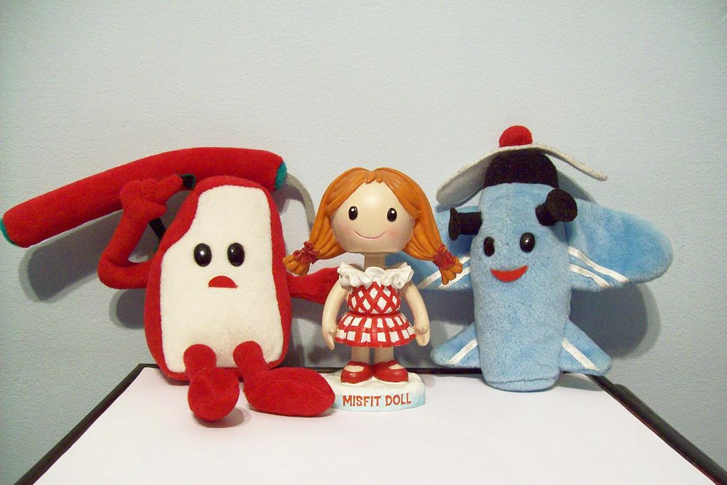 Plush toys of the Misfit Toys from Rudolph the Red-Nosed Reindeer