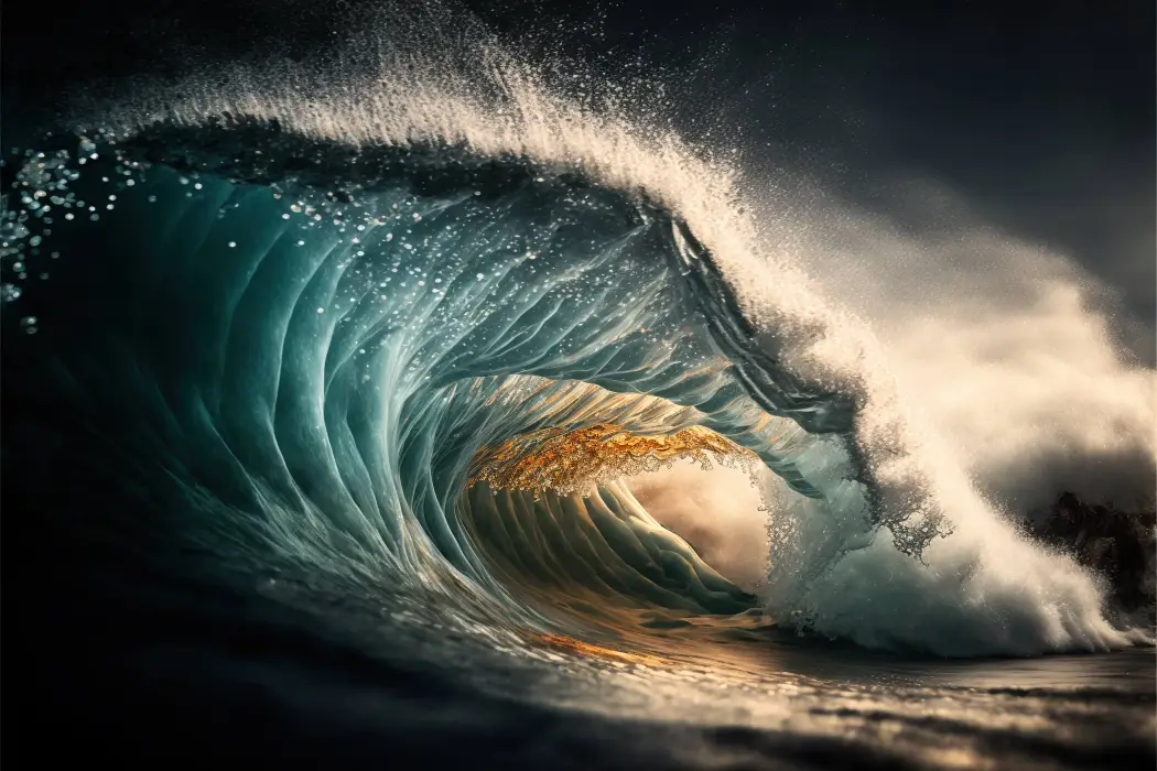 An AI produced image of a wave in the ocean